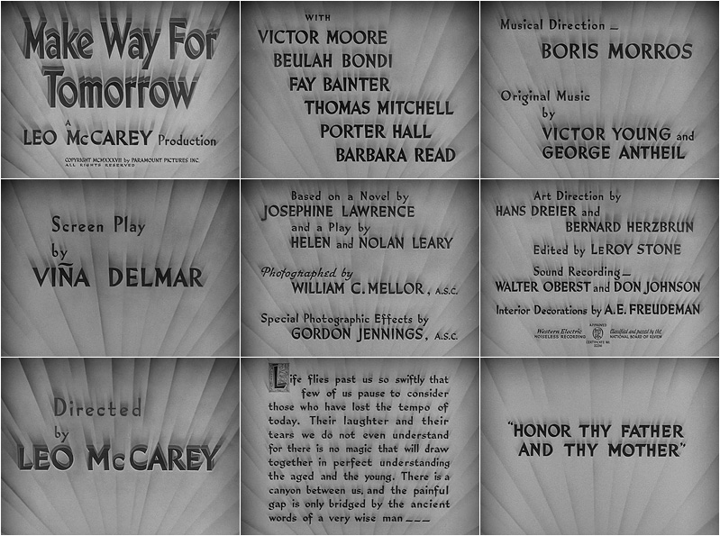 Make Way for Tomorrow contact sheet